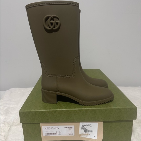 Gucci Olive Green Women's Rain Boots - Picture 1 of 5